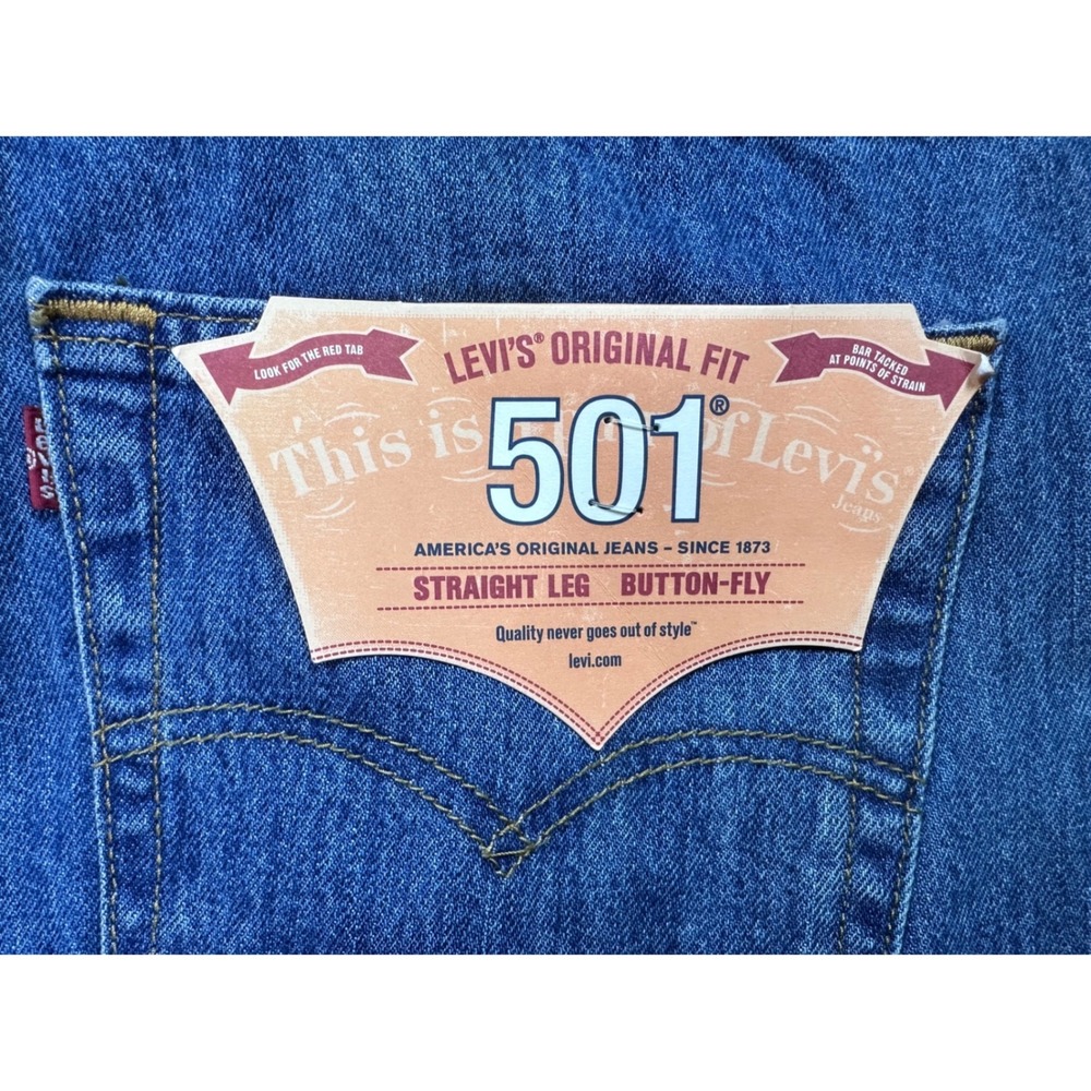 Levis 501 Original Fit Mens Jeans 38x34 Blue Denim Straight Leg Button Fly NEW - Picture 10 of 13
